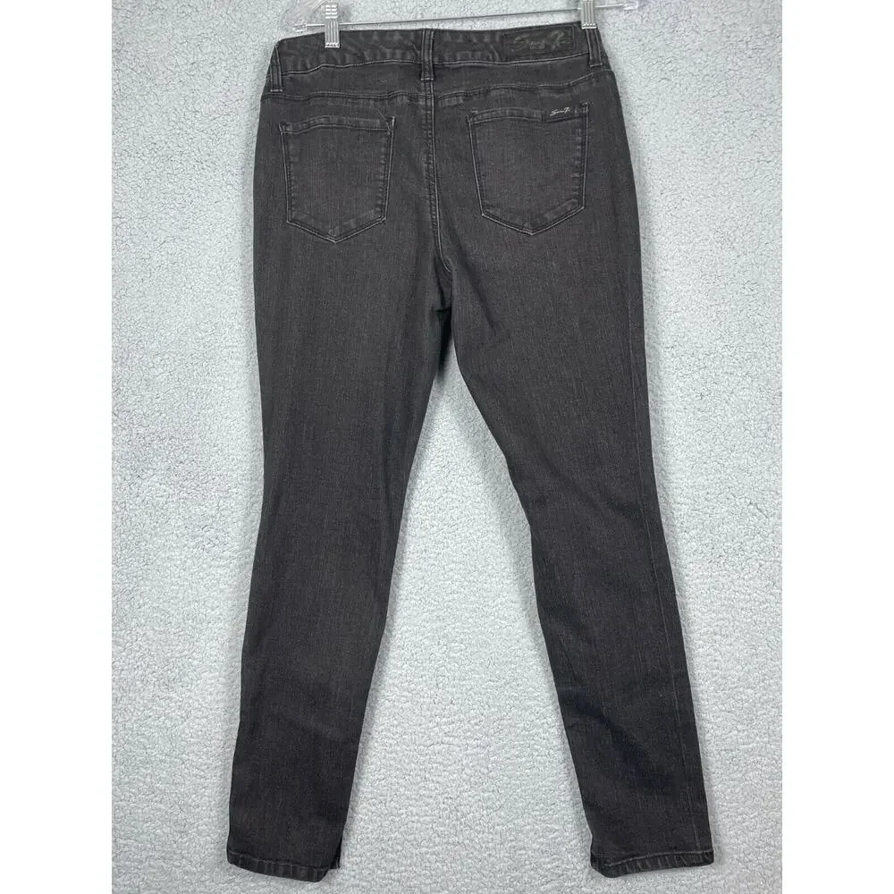 Seven 7 Jeans Stretchy Gems Pockets Size 10 Tapered Seven7 Black Rhinestone